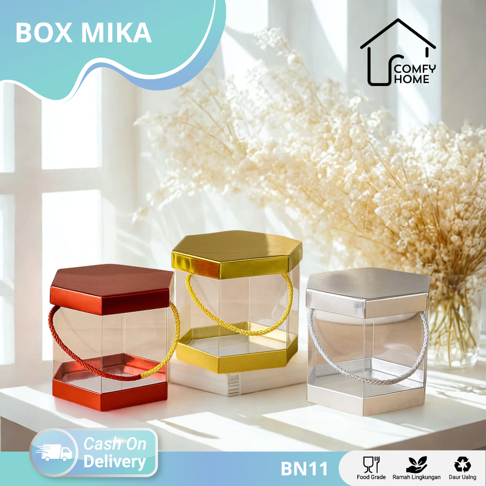 

Gift box Hexagon / Box Mika Segi Enam 12 cm / Kotak Hadiah Segi Enam / Box Transparan Mika Bening Elegan | BN11 - BN12