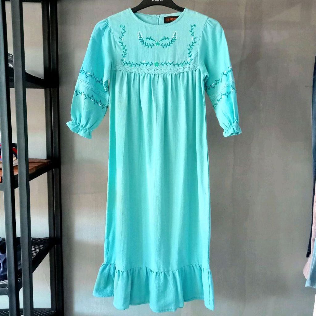 Nevada Bamus Bordir Dada Renda Midi Dress Anak Perempuan