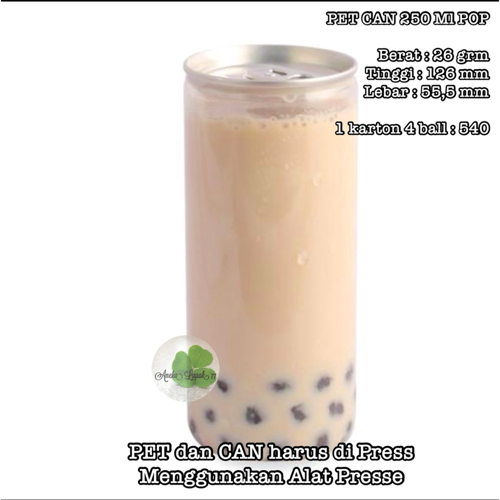 PET CAN 250 ml POP Botol Pet Can Alumunium Untuk Minuman Juice