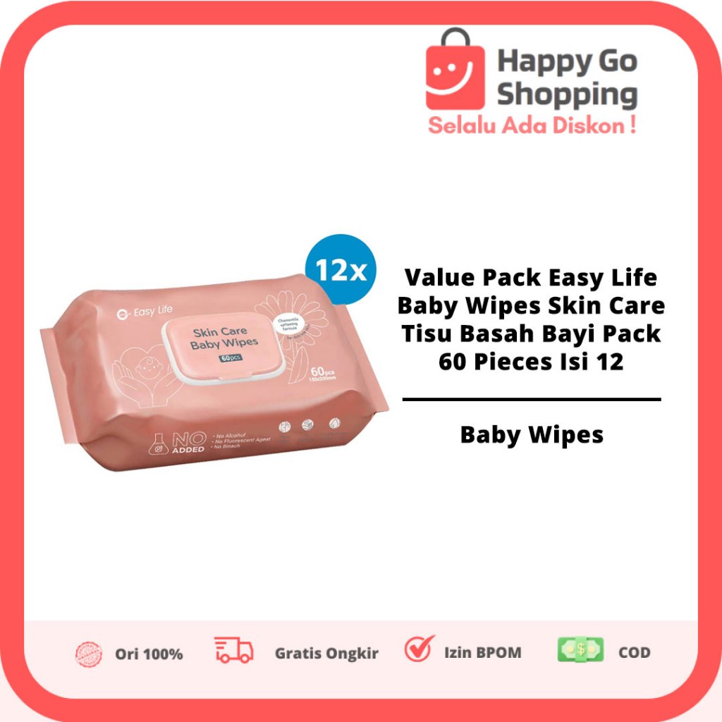 Easy Life Tissue Skin Care Baby Wipes 12 Pack X 60 Sheet