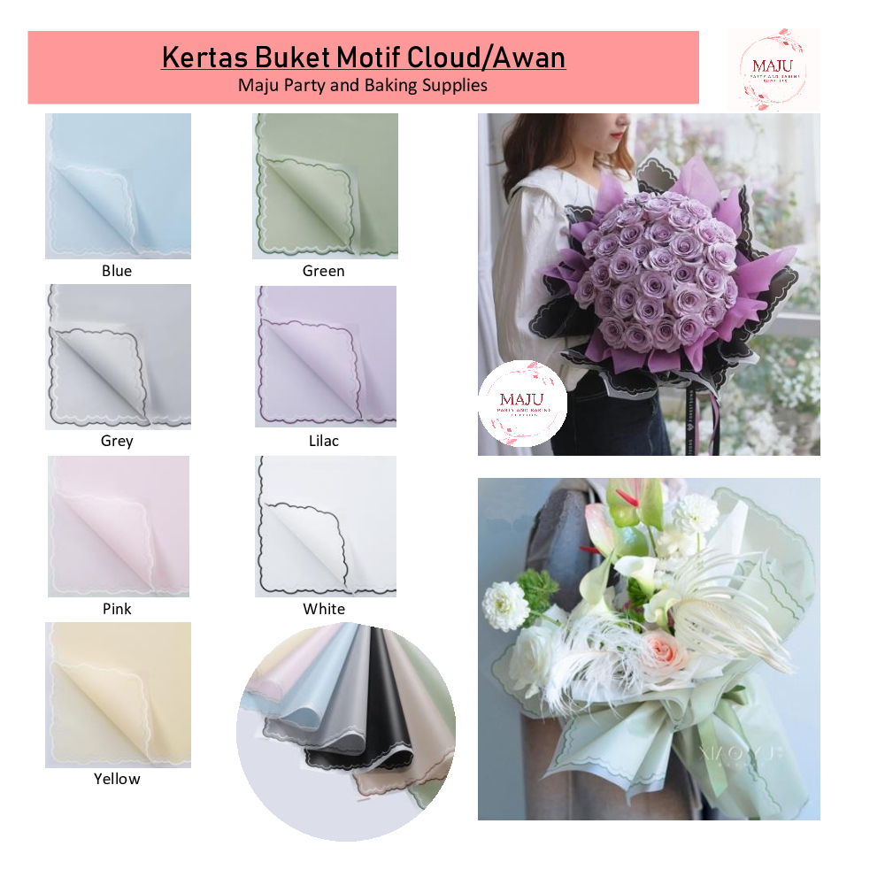 

(1 pax isi 20 lmbr) Kertas Buket Motif Awan / Flower Wrapping Cloud Frame / Kertas Bunga / Flower Paper / Cellophane Paper