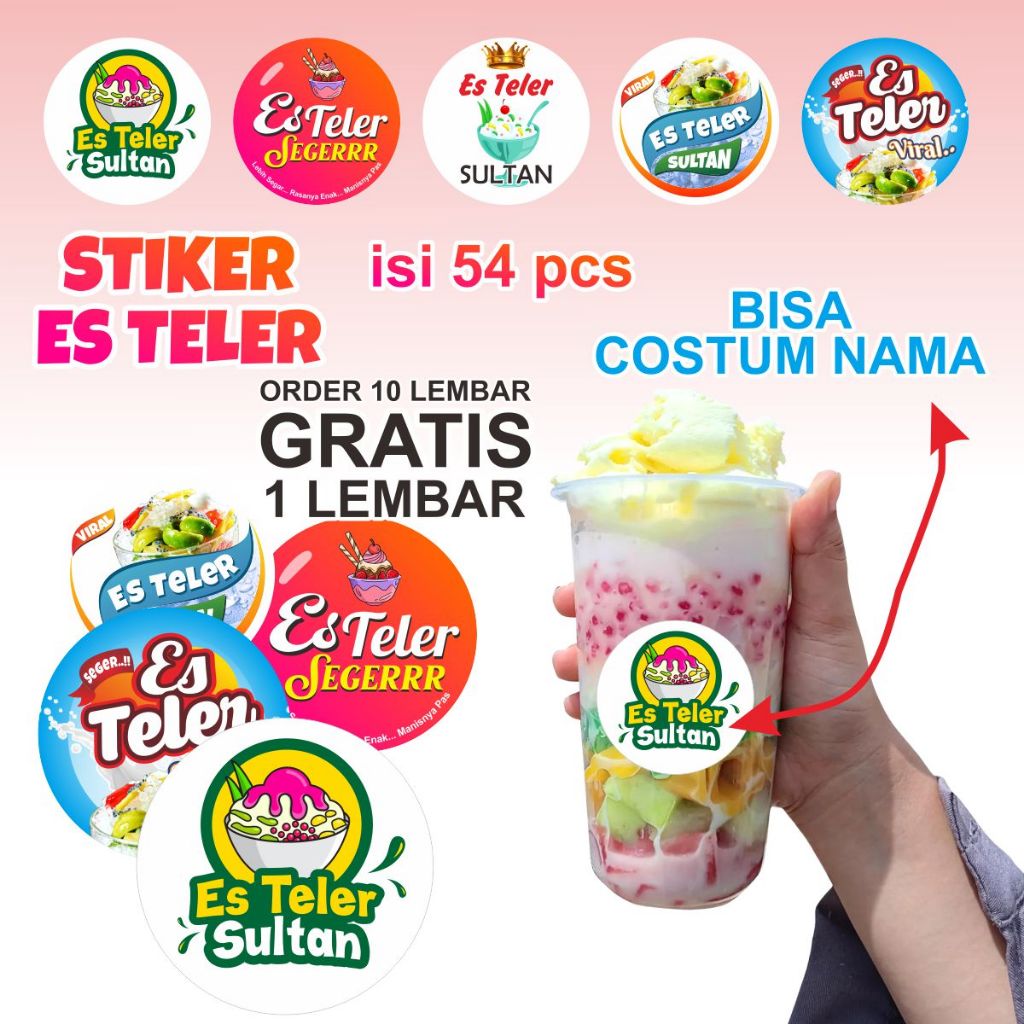 CETAK STIKER ES TELER | CETAK STIKER  ES TELER | STIKER CUP ES TELER