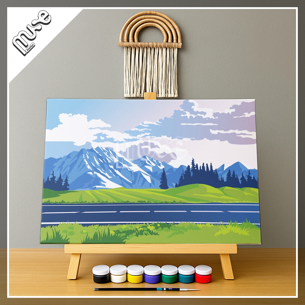 

Lukisan paint by number, landscape road