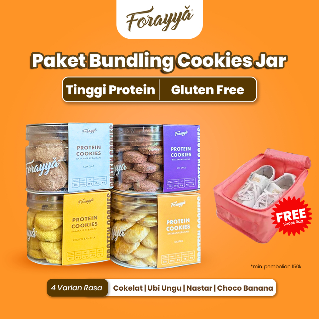 

wadistroalip Paket Bundling Protein Cookies Jar Gluten Free Tinggi Protein Cemilan Sehat 170 g