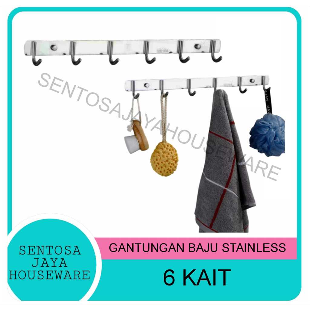GANTUNGAN BAJU STAINLESS STEEL 6 KAIT / HANGER BAJU STAINLESS STEEL