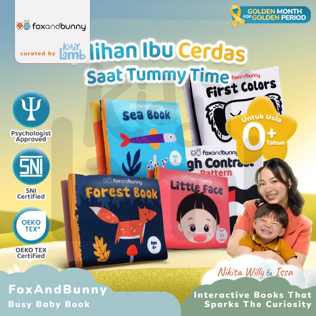 Fox and Bunny Baby Book Series High Contrast Little Face Sea Forest / Sensory Book Color Pattern Mai