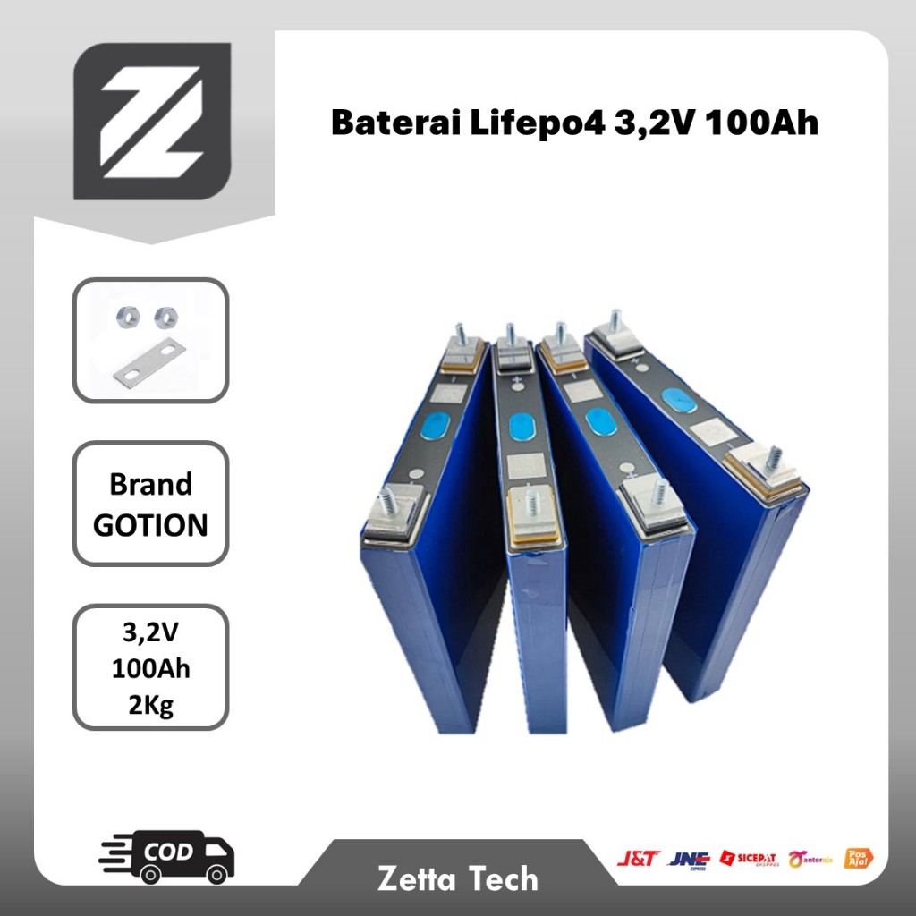 Baterai Lifepo4 3.2V 100Ah GOTION Untuk PLTS UPS Solar Panel Panel Surya Motor Listrik PDC PAC Plati