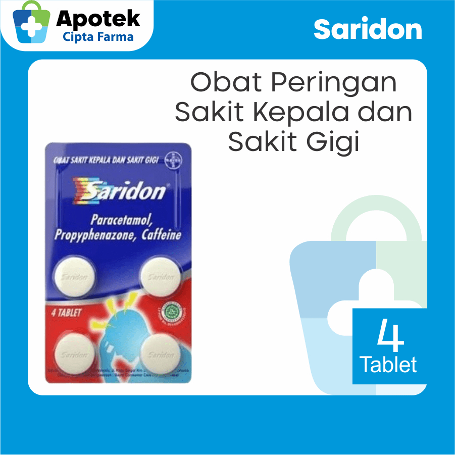 Saridon Tablet Paracetamol Parasetamol Caffeine Kafein Obat Sakit Kepala Pusing dan Sakit Gigi