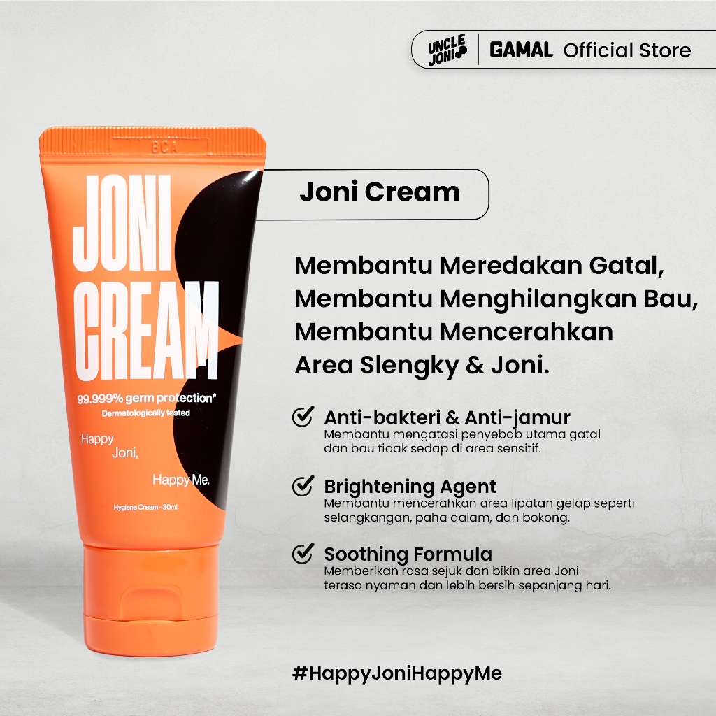 GAMAL | Joni Cream | 30ml | Dermatology Tested | Krim Perawatan Untuk Area Lipatan Pria | Mencerahka