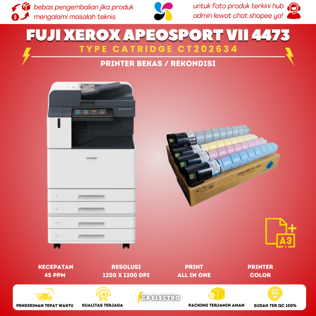 Mesin Fotocopy Fuji Xerox ApeosPort 4473 Rekondisi | Printer Scan Copy Warna A3+