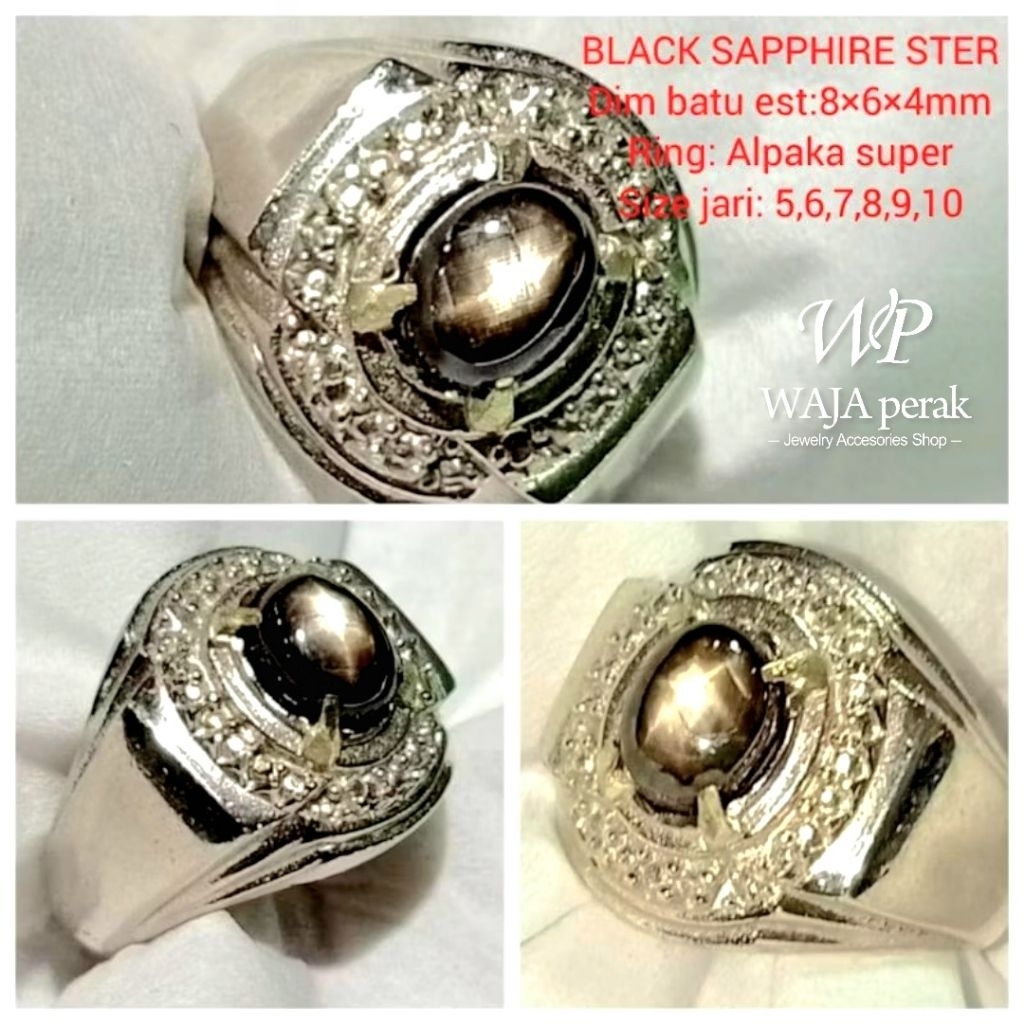 CINCIN BATU BLACK SAFIR STAR NATURAL ALAM D8