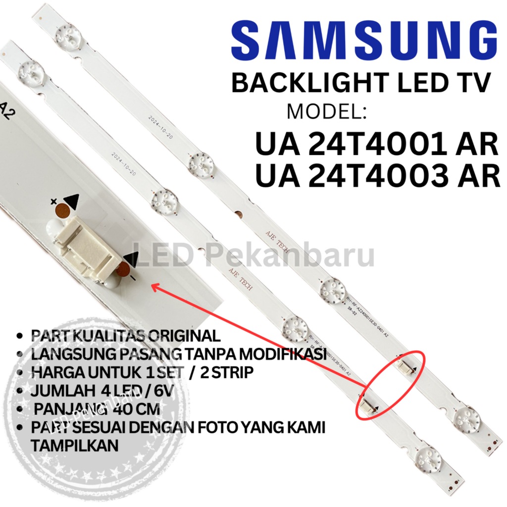 BACKLIGHT LED TV SAMSUNG 24 INC UA 24T4001 24T4003 AR LAMPU BL 4LED 6V