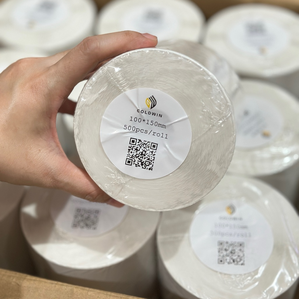 Berjaya Bike - KERTAS LABEL THERMAL 100x150mm 500 LEMBAR GOLDWIN / STIKER THERMAL KERTAS RESI ISI 50