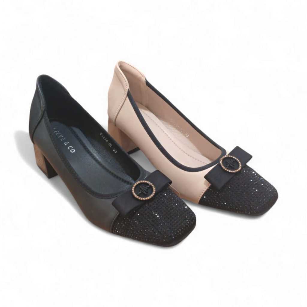Steve & Co S1434 FD Sepatu pantofel Wanita warna Black, Apricot