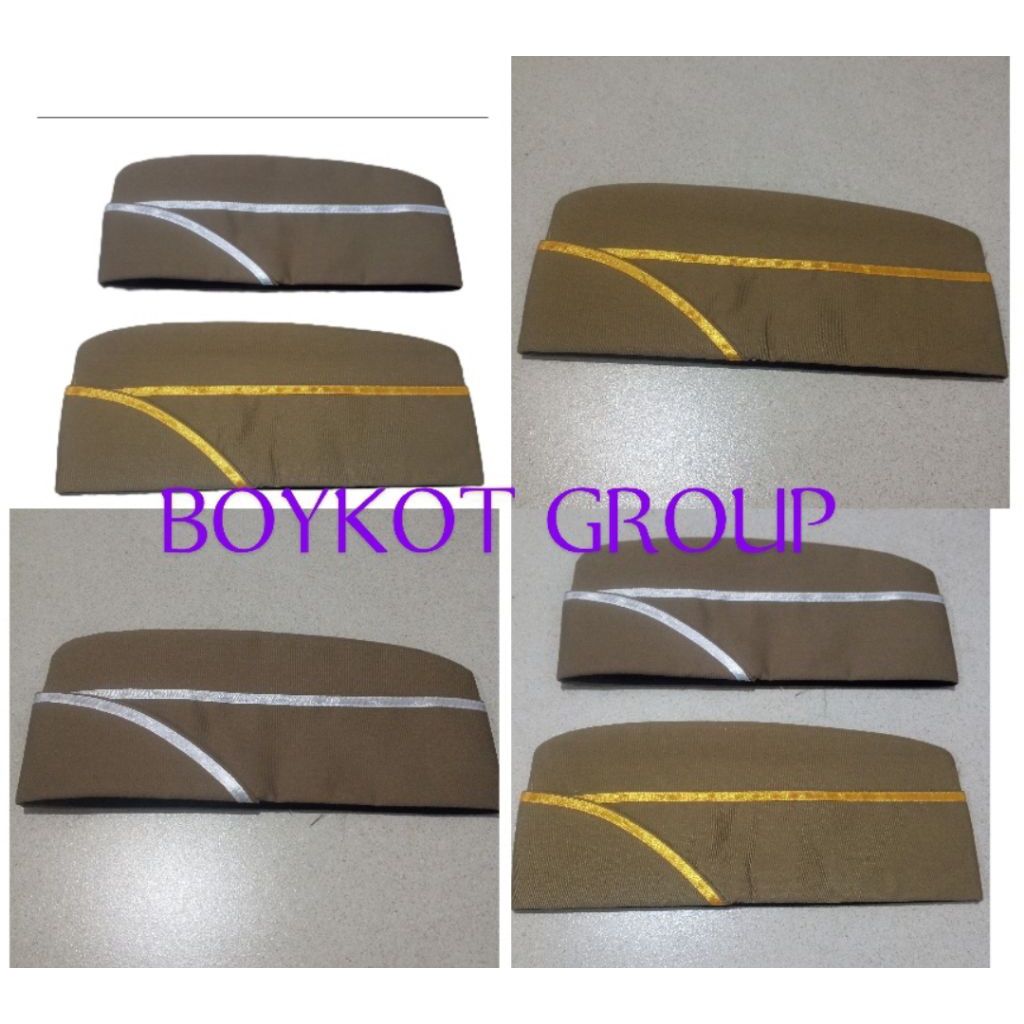 Topi mut peci ASN topi keki Lingkar 57 58 59 cm lis putih / kuning