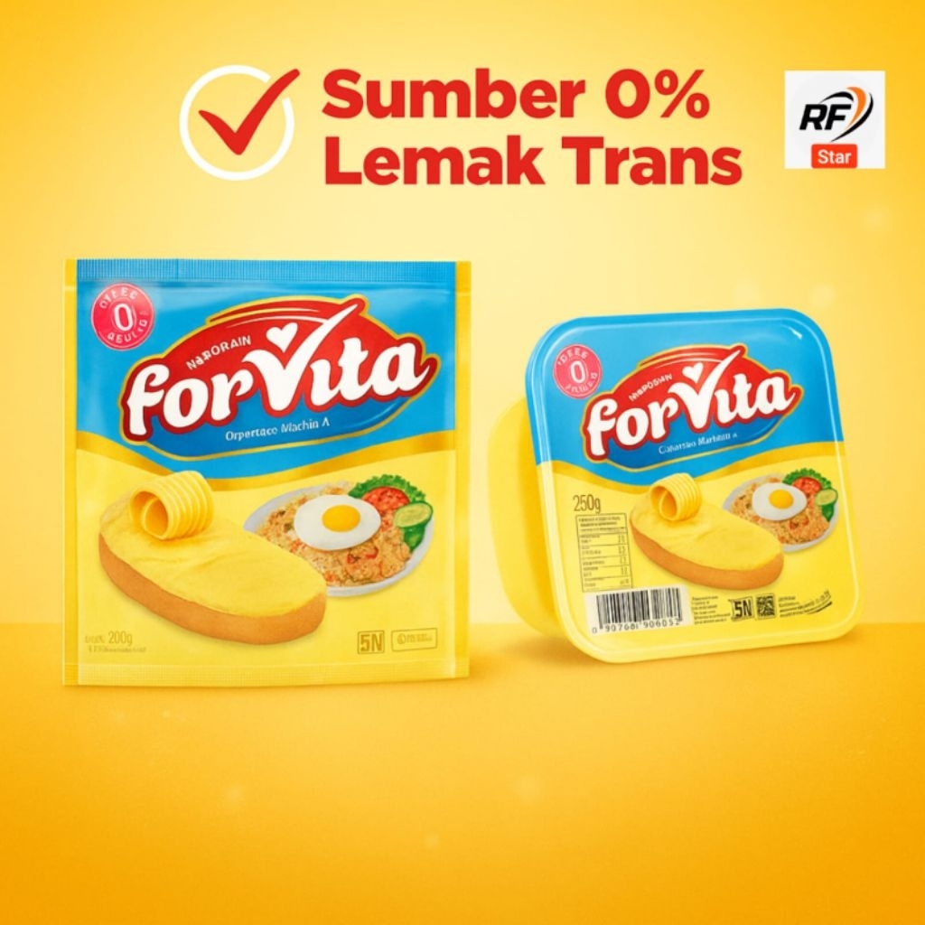 

ForVita Bebas Lemak Trans / Margarin serbaguna / Margarin 200 gr / Exp. Oktober 2026