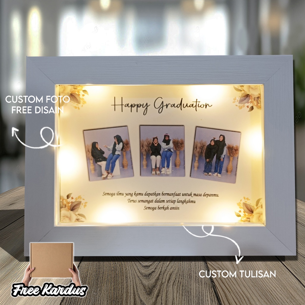 {PENGIRIMAN 24 JAM} KADO UNIK Frame Foto Polaroid dengan Lampu 3D GIFT FRAME / Kado Ulangtahun /