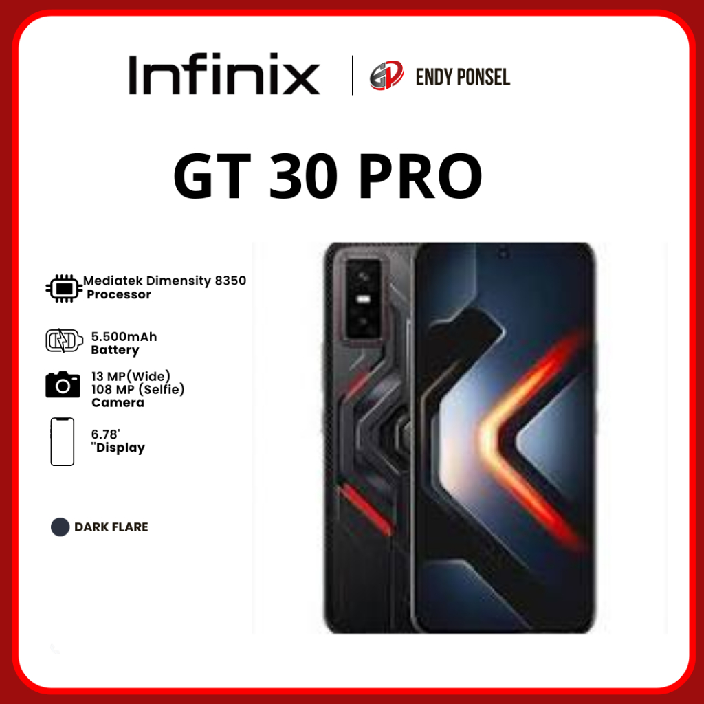 NEW INFINIX GT 30 PRO 8/256 DARK FLARE GARANSI RESMI NASIONAL INDONESIA
