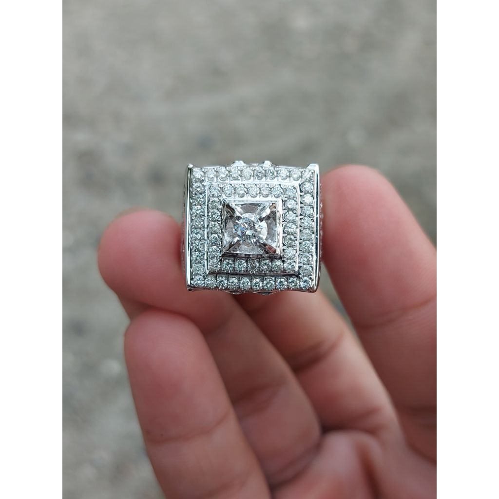 cincin full berlian pria mata utama berlian eropa berat 0.30 keliling full berlian eropa ring perak 