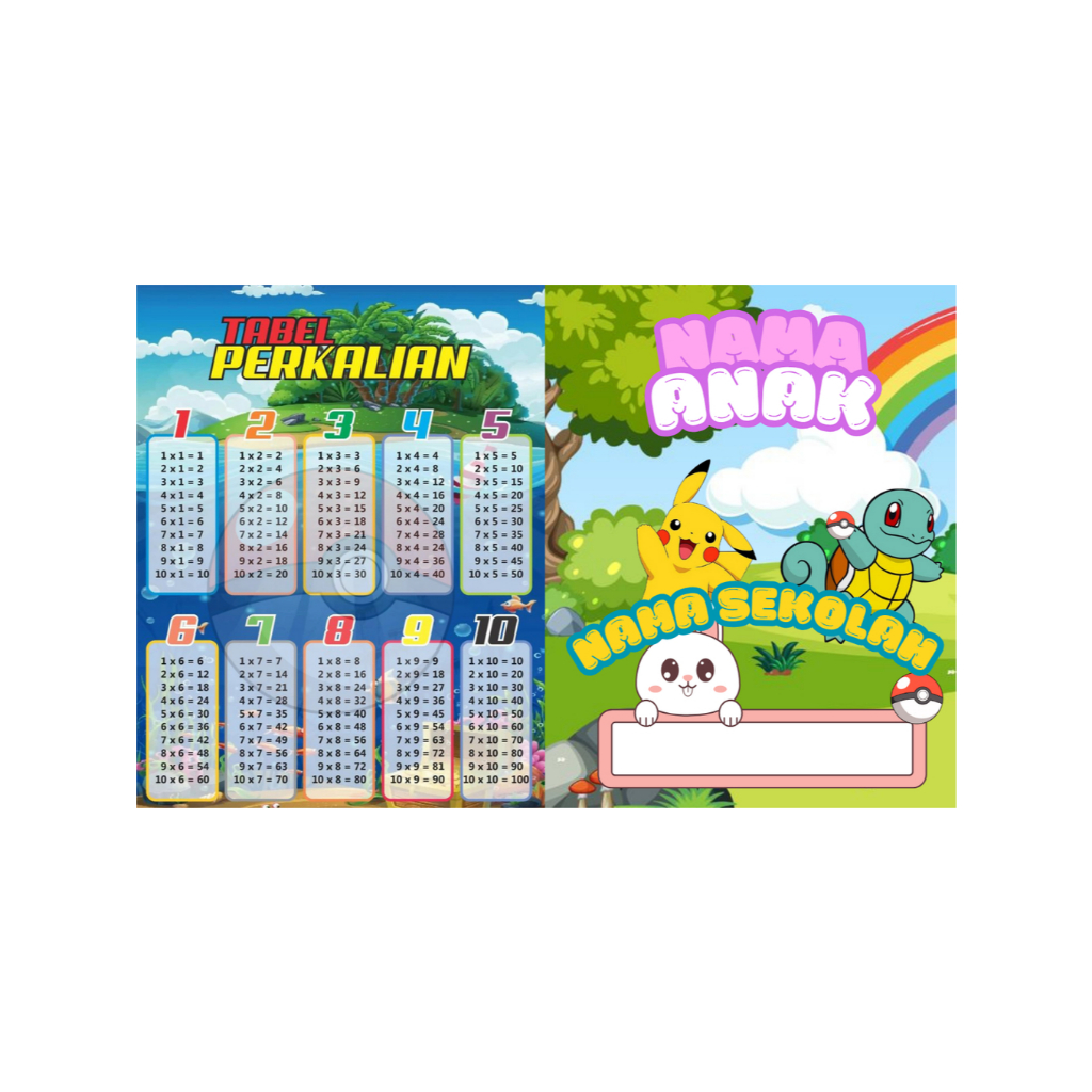 

BUKU TULIS CUSTOM POKEMON TAMBAH NAMA DAN SEKOLAH ANAK 40 lembar