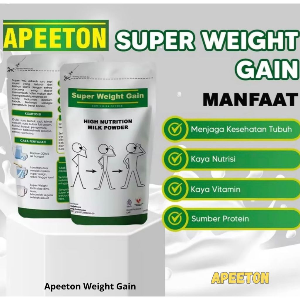 

Apeeton Weight Gain - Susu Penambah Berat Badan Paling Efektiv Rasa Coklat Vanila Original