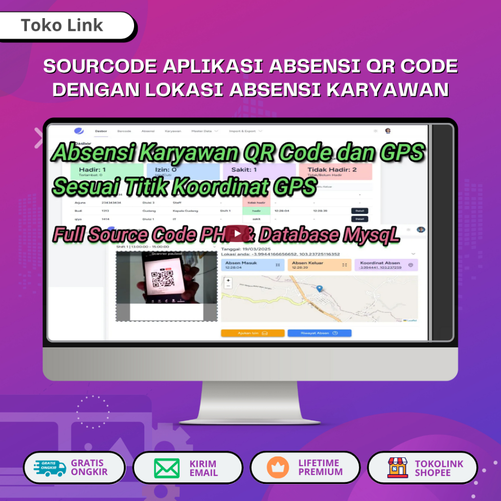 Source Code Aplikasi Absensi QR Code dengan Lokasi | Website Absensi Karyawan QR Code dengan GPS