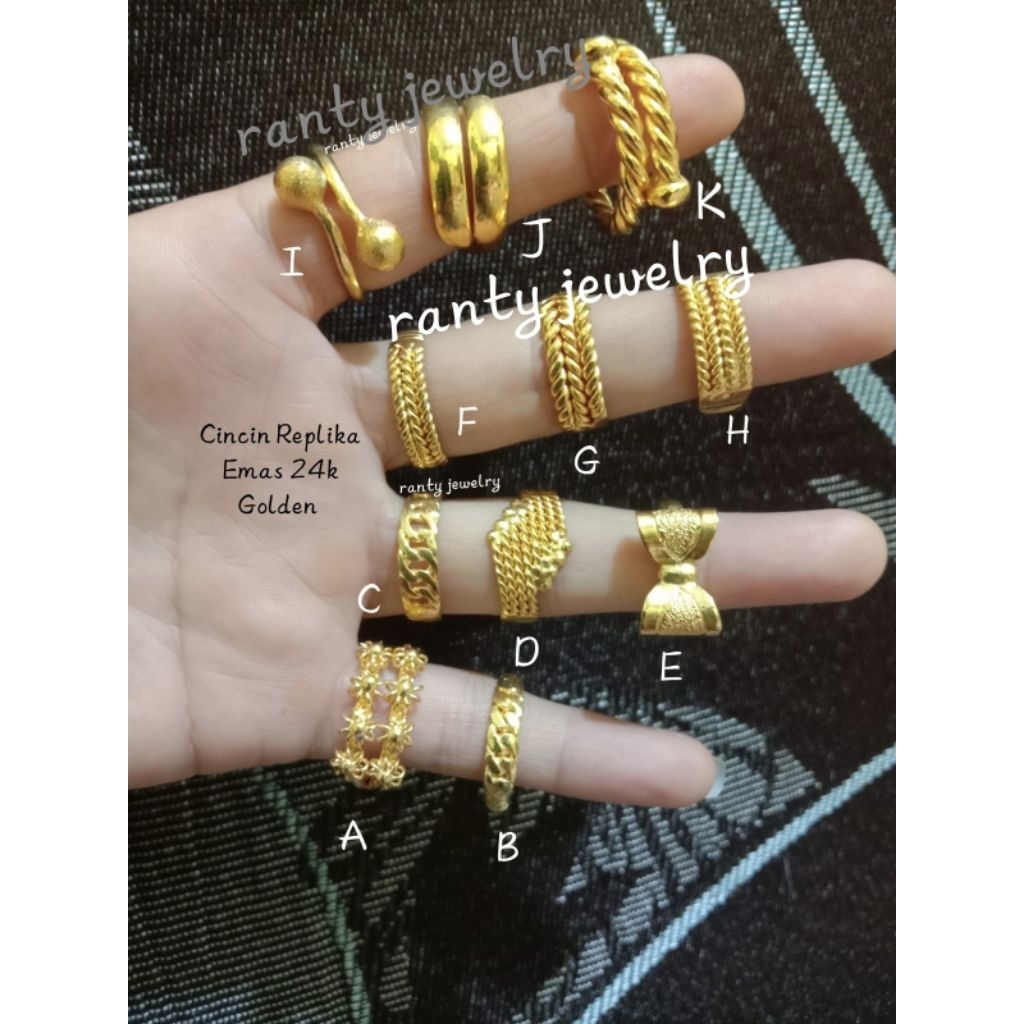 Cincin Replika Emas 24k Golden, tempahan Seperti Aslinya, Cocok dipake Nikahan, Kondangan
