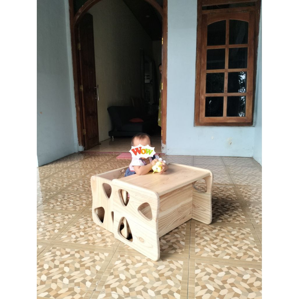 Meja kursi makan bayi dari kayu ukuran besar | Wooden baby chair