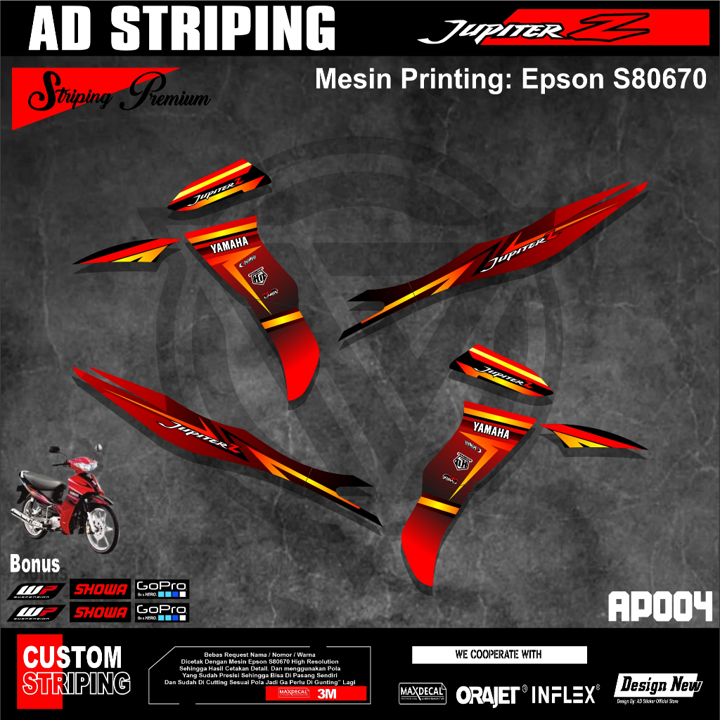STIKER STRIPING YAMAHA JUPITER Z - STICKER LIS VARIASI JUPITER BURHAN TERBARU KEREN