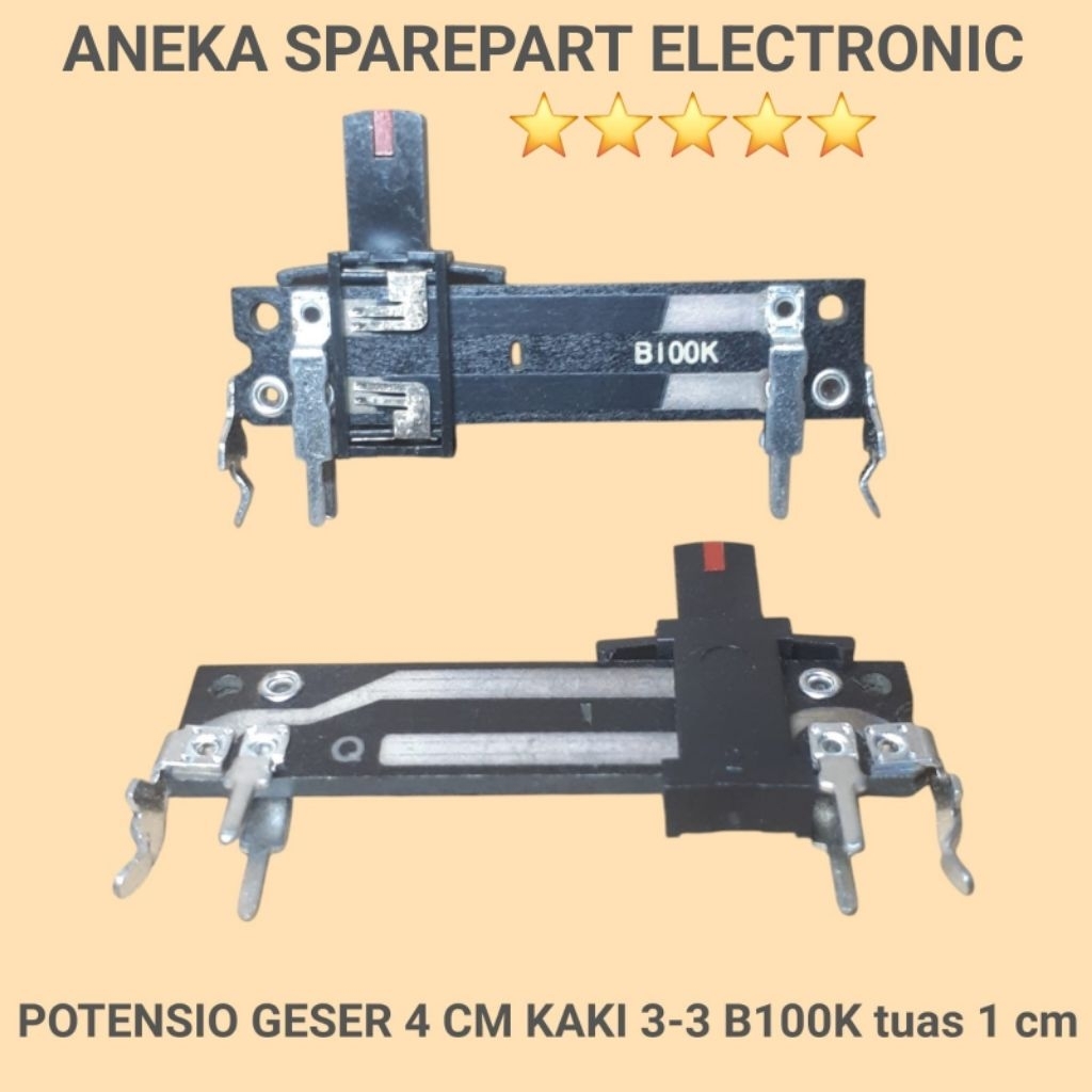 POTENSIO GESER 4 CM KAKI 3-3 B100K tuas 1 cm