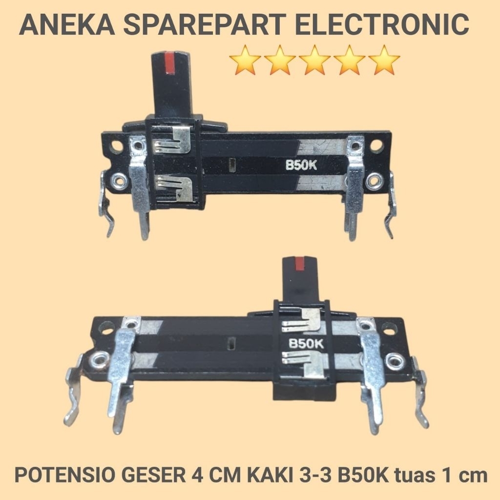 POTENSIO GESER 4 CM KAKI 3-3 B50K tuas 1 cm