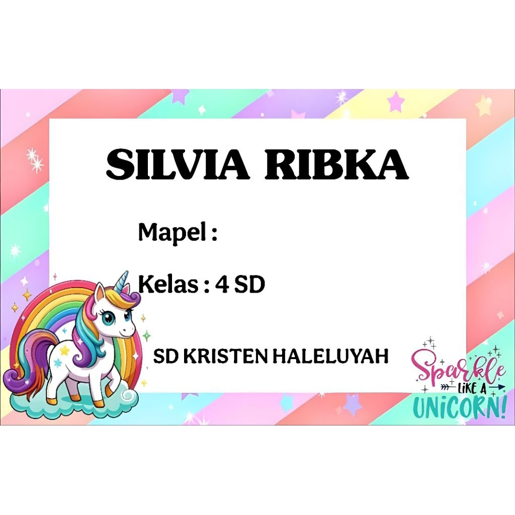 (ISI 50 PCS) STICKER BUKU MOTIF UNICORN