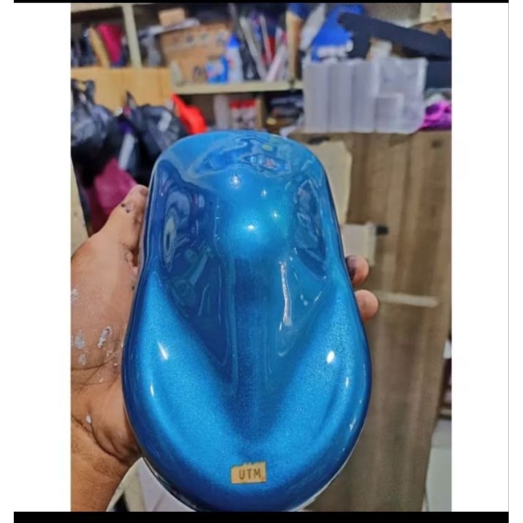 Cat PU Bright Blue pearl| cet biru metalic  Cat motor mobil 500ml