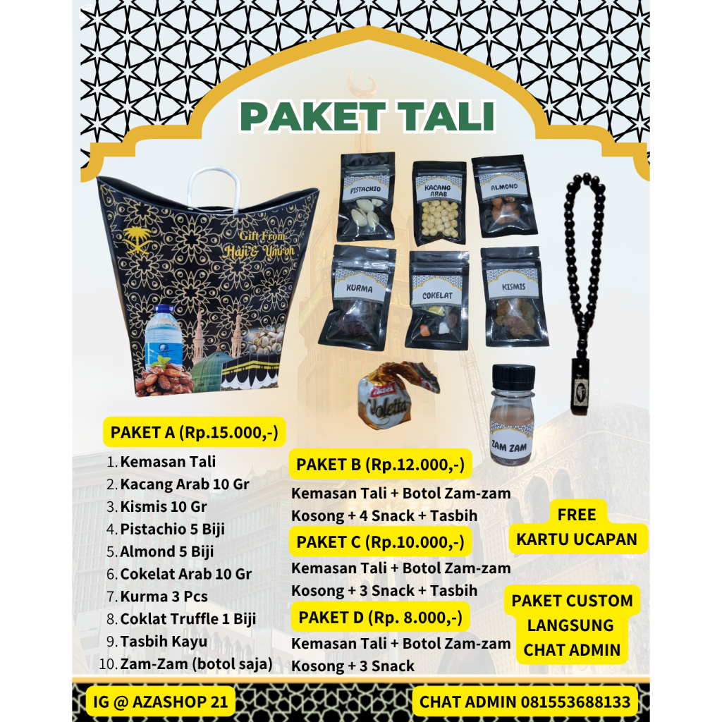 

Oleh oleh Haji dan Umroh Murah Lengkap Custom sesuai Budget dengan Kemasan ekslusif