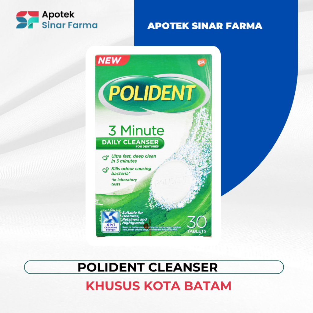 Polident Daily Cleanser for Dentures 30 Tablet Pembersih Gigi Palsu / Polident Pembersih Gigi Palsu