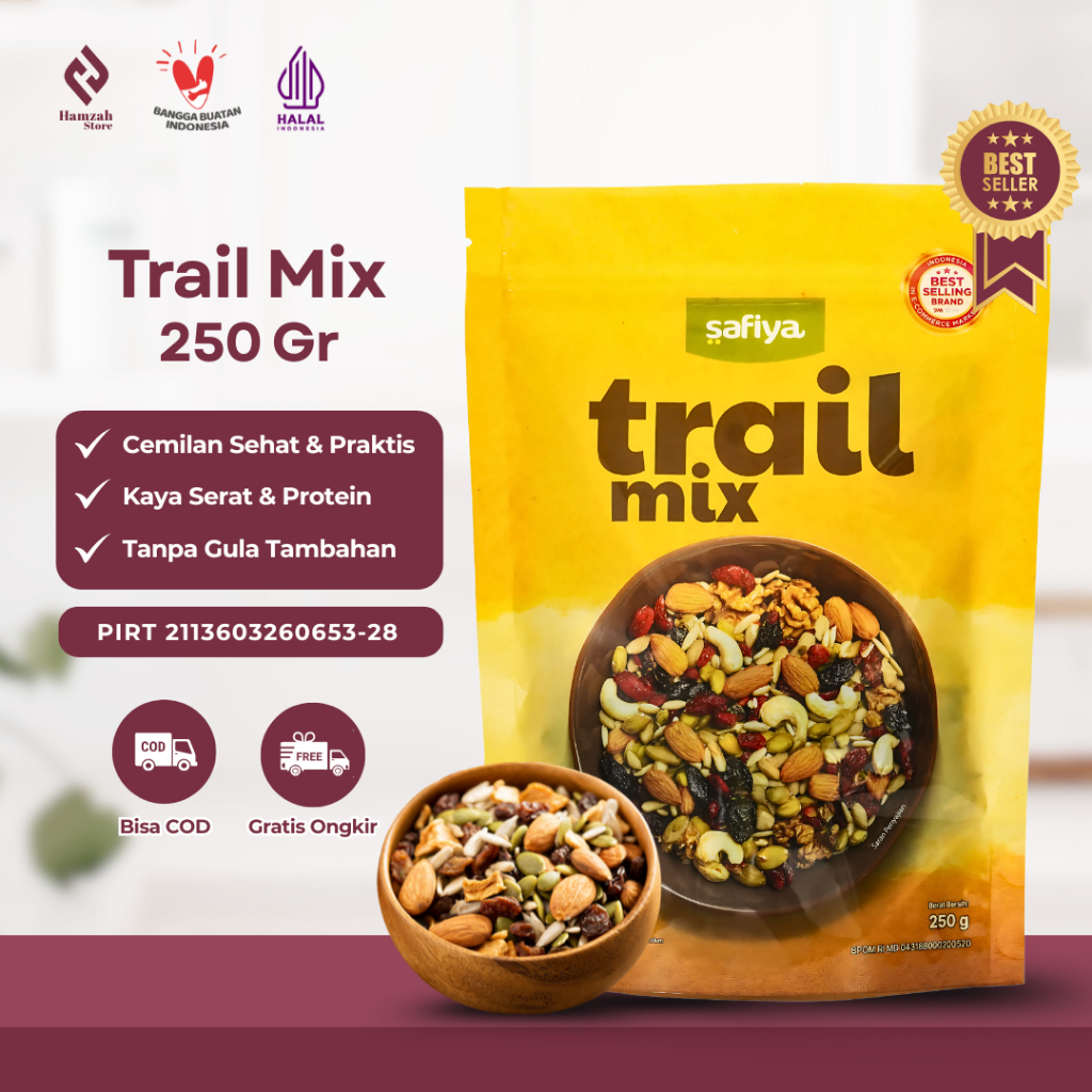 

Trail Mix Safiya 250 gr - Dried Trail Mix Fruit Nut And Seed Makanan Sehat Premium