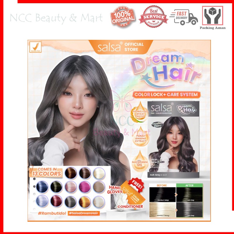 * NCC * Salsa Dream Hair Color Semir Rambut Permanen Warna Baru Ash Blonde Brown Ice Blue