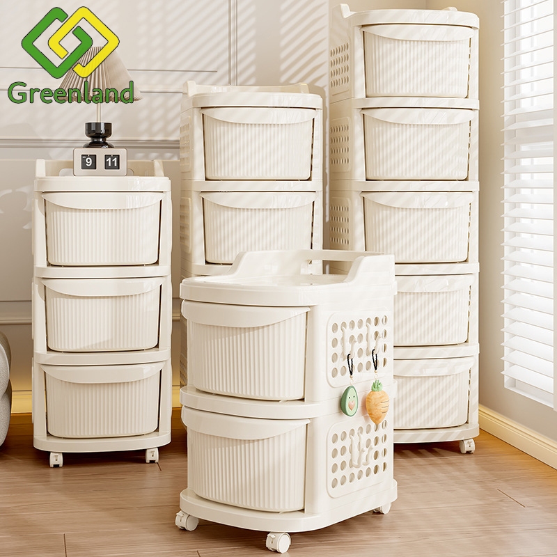 Greenland Rak Susun Snack Transparan 4 Susun Roda 360° Anti Debu dengan Laci Penutup HRK525