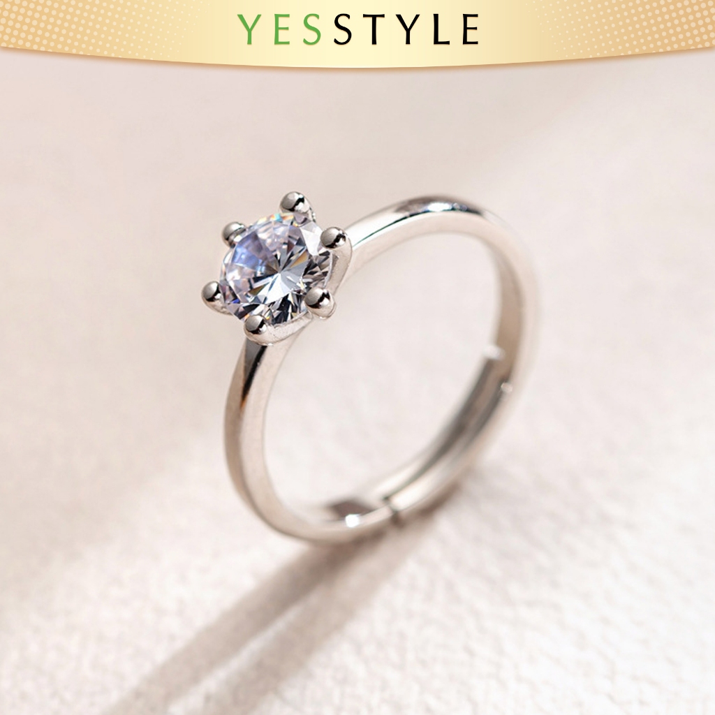 Yesstyle Cincin Permata Zircon Imitasi Cincin Pernikahan Desain Solitaire Elegan