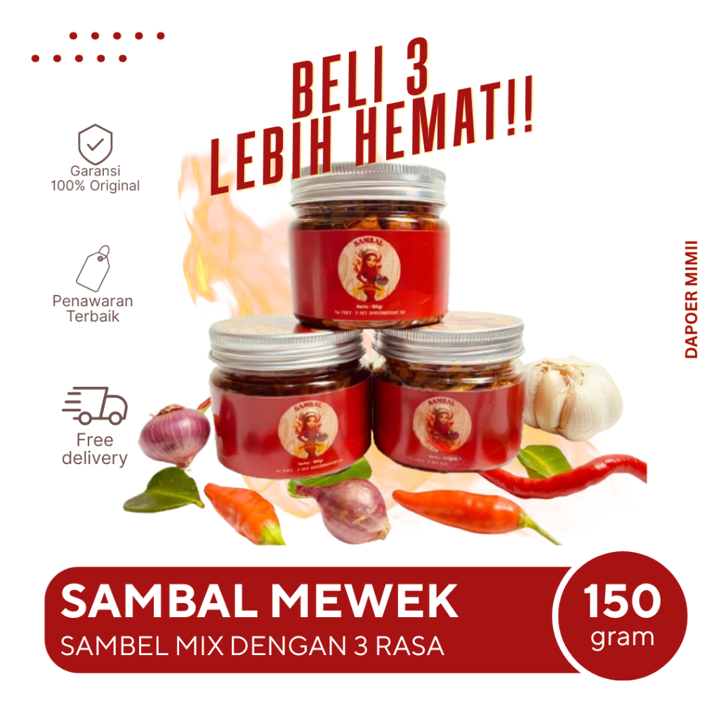 

Dapoer Mimii Sambal Ngoenah Pisan Euy - BELI 3 LEBIH HEMAT I Sensasi Pedas Teri Cumi Dan Tongkol I 150GRAM - Garansi Original