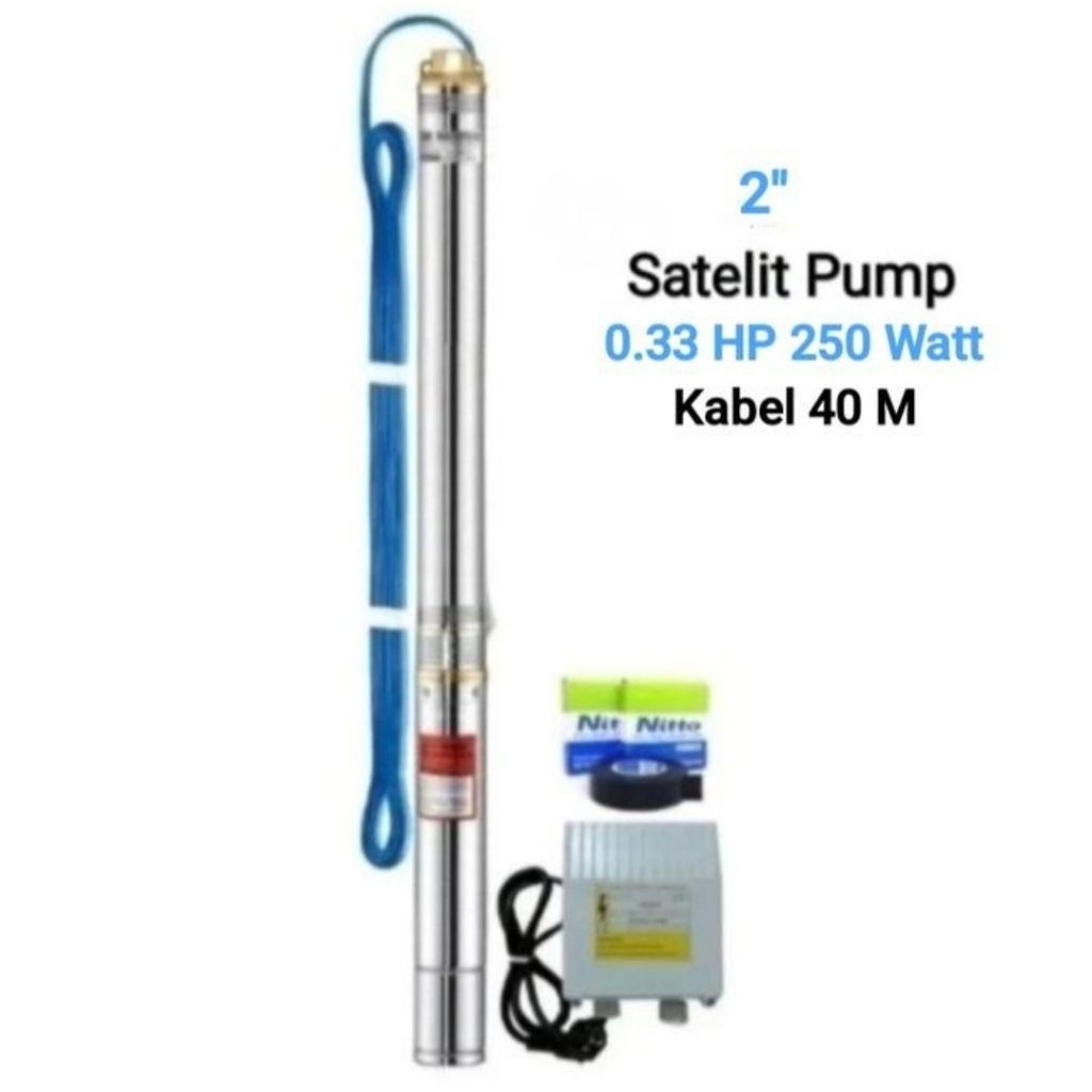 Pompa Satelit Subsibel 2" inc Submersible Pump Holland Mc 2.5SDM1 5/17 0.33 HP Include Kabel 40M