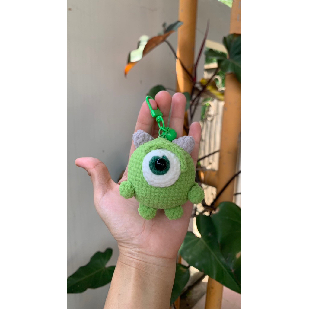 Mike Wazowski Keychain | Crochet Keychain | Ganci Rajut