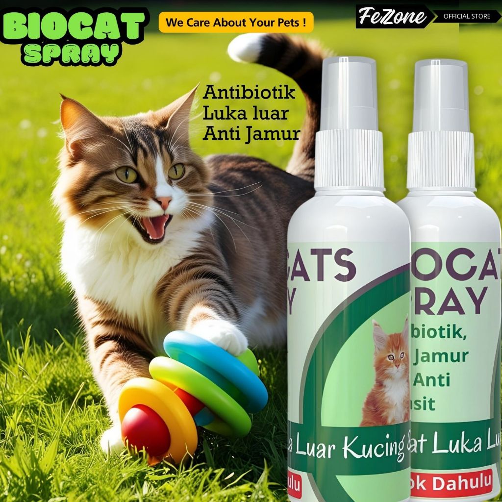 Biocat Spray Obat Luka Luar Kucing dengan Antibiotik & Anti Jamur FEZONE