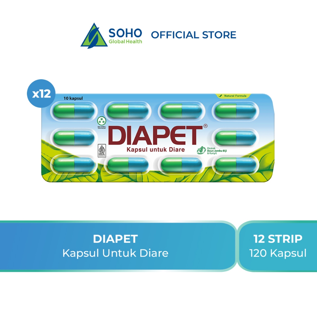 Diapet Kapsul Bantu Cepat Atasi Diare/Mencret 12 Strip @10 Kapsul