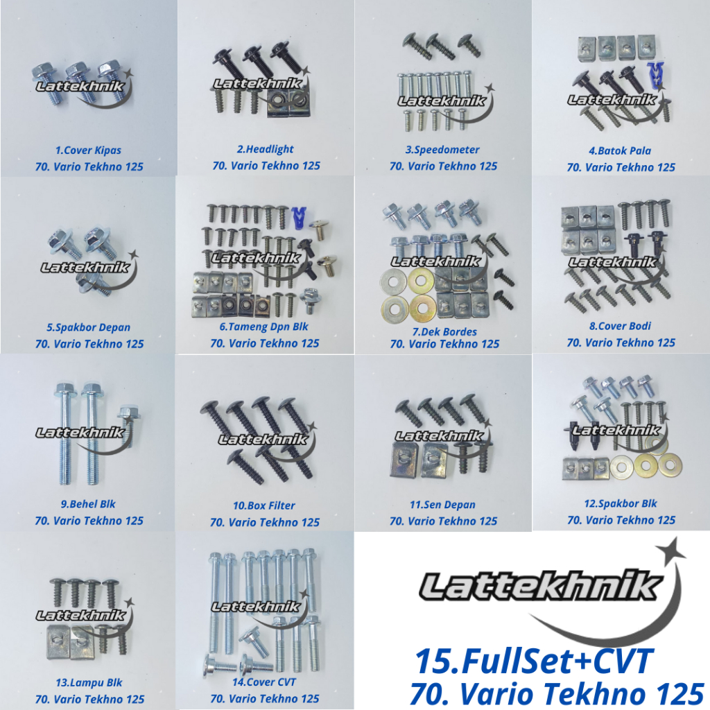 C70. Vario Tekhno 125 Baut Lengkap Full Set Body honda Vario Tekhno 125