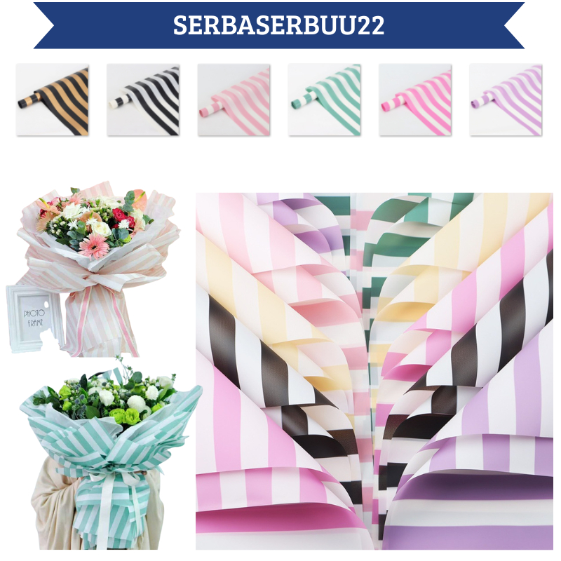 

Kertas Buket Bunga Wisuda Anniversary Romantis Gift Motif Striped Line Color Cellophane Flower Wrapping Paper KB114