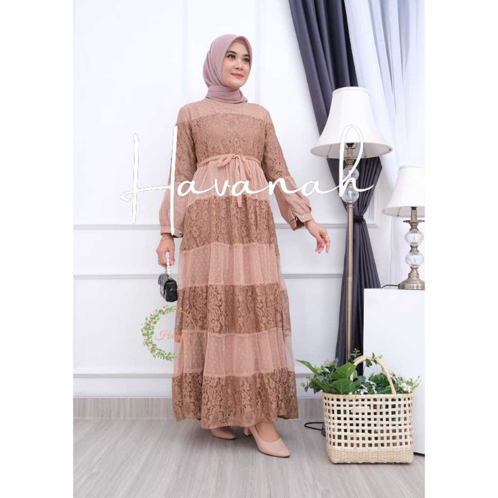 Nadira Dress Brokat GamisPesta Lebaran Wanita Dewasa Dress Kondangan Kekinian Ada Jumbo