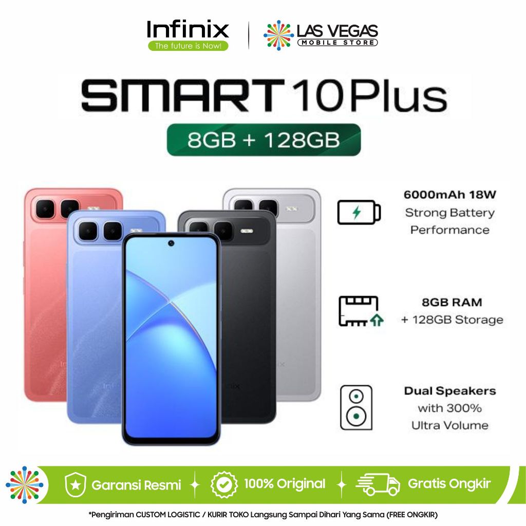Infinix Smart 10 Plus 8/128GB - 6000 mAh | Garansi Resmi