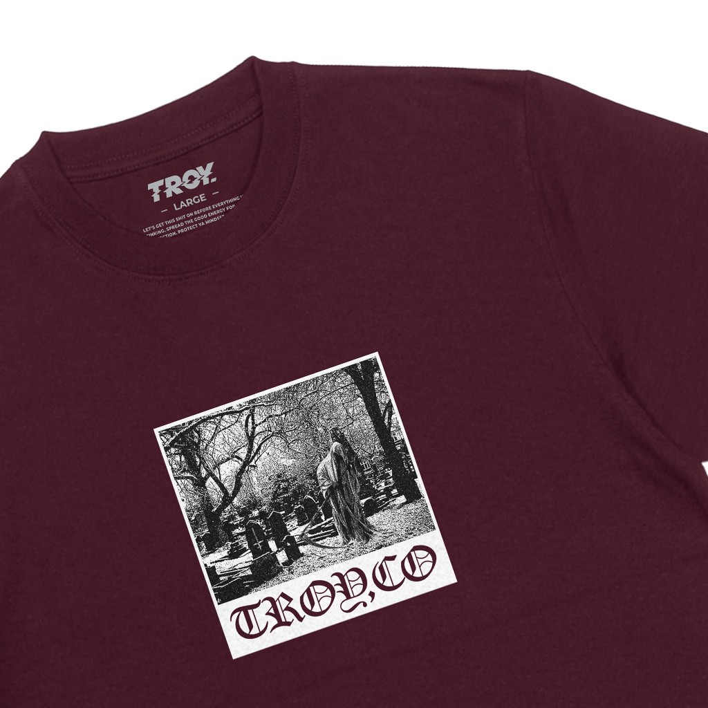 Troy Company Tshirt Maroon Reaper Of Graveyard - Kaos Lengan Pendek Kaos Merah Maroon MTD 2330