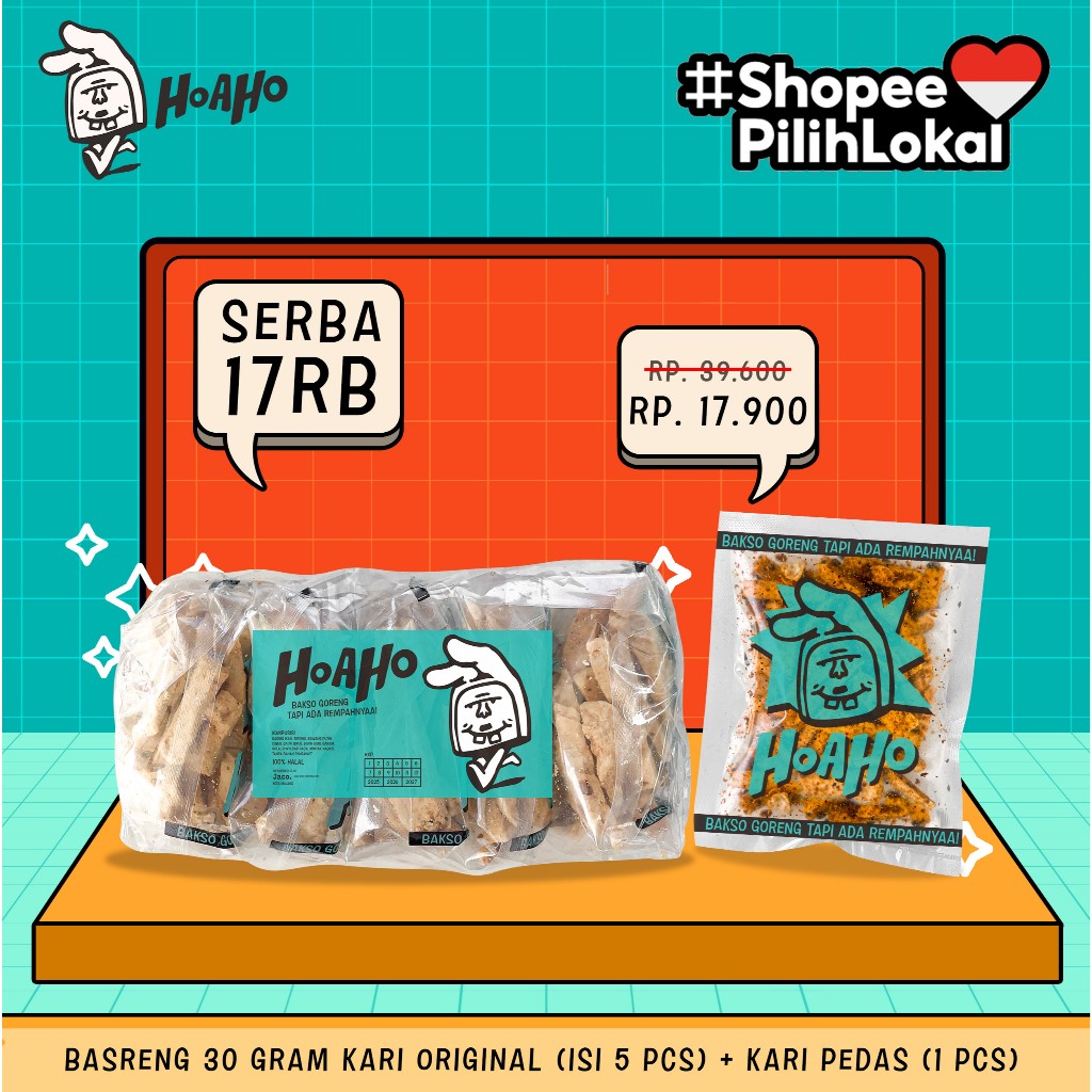 

HOAHO Basreng Stik Bakso Goreng Kari Original + Kari Pedas 30 Gram - Paket 6 Pcs